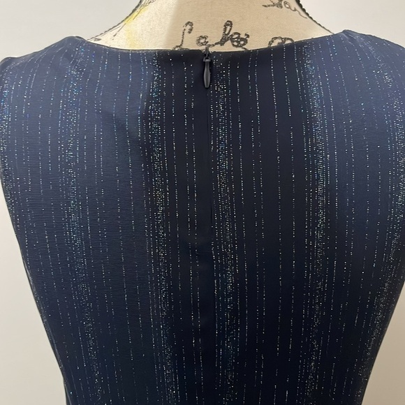 Alexa B Nites Metallic Blue V Neck Maxi Dress Size 6 - Picture 9 of 11